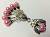 Owl Stitch Marker Holder Set in Pink Pearl , Stitch Markers - Jill's Beaded Knit Bits, Jill's Beaded Knit Bits
 - 1