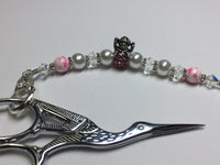 Pink Snowman Beaded Scissor Fob Charm Jewelry , accessories - Jill's Beaded Knit Bits, Jill's Beaded Knit Bits
 - 3
