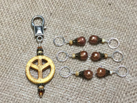 Maize Peace Sign Stitch Marker Set , Stitch Markers - Jill's Beaded Knit Bits, Jill's Beaded Knit Bits
 - 1