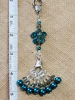 Peacock Blue Flower Knitting Bag Lanyard Accessory , Stitch Markers - Jill's Beaded Knit Bits, Jill's Beaded Knit Bits
 - 5
