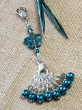 Peacock Blue Flower Knitting Bag Lanyard Accessory , Stitch Markers - Jill's Beaded Knit Bits, Jill's Beaded Knit Bits
 - 3