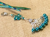 Peacock Blue Flower Knitting Bag Lanyard Accessory , Stitch Markers - Jill's Beaded Knit Bits, Jill's Beaded Knit Bits
 - 4