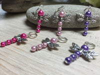Pearl Dragonfly Stitch Markers , Stitch Markers - Jill's Beaded Knit Bits, Jill's Beaded Knit Bits
 - 2