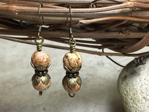 Picture Jasper Stone Earrings , jewelry - Jill's Beaded Knit Bits, Jill's Beaded Knit Bits
 - 1