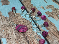Pink Agate Stitch Marker Set- Snag Free , Stitch Markers - Jill's Beaded Knit Bits, Jill's Beaded Knit Bits
 - 4