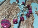 Pink Agate Stitch Marker Set- Snag Free , Stitch Markers - Jill's Beaded Knit Bits, Jill's Beaded Knit Bits
 - 5