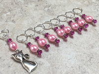 Pink Cat Stitch Marker Set , Stitch Markers - Jill's Beaded Knit Bits, Jill's Beaded Knit Bits
 - 1