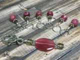 Pink & Smokey Quartz Stitch Marker Set , Stitch Markers - Jill's Beaded Knit Bits, Jill's Beaded Knit Bits
 - 4