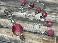 Pink & Smokey Quartz Stitch Marker Set , Stitch Markers - Jill's Beaded Knit Bits, Jill's Beaded Knit Bits
 - 10