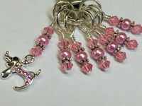 Pink Jeweled Dog Stitch Marker Set And Holder , Stitch Markers - Jill's Beaded Knit Bits, Jill's Beaded Knit Bits
 - 4