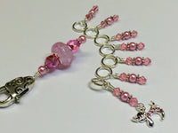 Pink Jeweled Dog Stitch Marker Set And Holder , Stitch Markers - Jill's Beaded Knit Bits, Jill's Beaded Knit Bits
 - 7