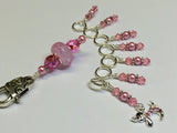 Pink Jeweled Dog Stitch Marker Set And Holder , Stitch Markers - Jill's Beaded Knit Bits, Jill's Beaded Knit Bits
 - 7