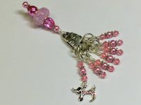 Pink Jeweled Dog Stitch Marker Set And Holder , Stitch Markers - Jill's Beaded Knit Bits, Jill's Beaded Knit Bits
 - 1