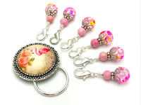 Magnetic Pink Flamingo Brooch Holder and Removable Stitch Markers