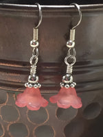 Pink Flower Dangle Earrings , Jewelry - Jill's Beaded Knit Bits, Jill's Beaded Knit Bits
 - 3