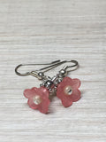 Pink Flower Dangle Earrings , Jewelry - Jill's Beaded Knit Bits, Jill's Beaded Knit Bits
 - 2
