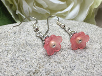 Pink Flower Dangle Earrings , Jewelry - Jill's Beaded Knit Bits, Jill's Beaded Knit Bits
 - 6