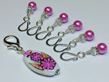 Pink Flower Stitch Marker Holder & Open Hook Removable Stitch Markers for Knit & Crochet , Stitch Markers - Jill's Beaded Knit Bits, Jill's Beaded Knit Bits
 - 8