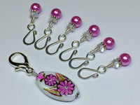 Pink Flower Stitch Marker Holder & Open Hook Removable Stitch Markers for Knit & Crochet , Stitch Markers - Jill's Beaded Knit Bits, Jill's Beaded Knit Bits
 - 5