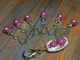 Pink Flower Stitch Marker Holder & Open Hook Removable Stitch Markers for Knit & Crochet , Stitch Markers - Jill's Beaded Knit Bits, Jill's Beaded Knit Bits
 - 2