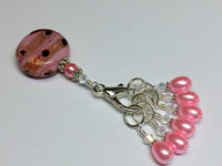 Pink Glass Stitch Marker Holder & Snag Free Stitch Markers , Stitch Markers - Jill's Beaded Knit Bits, Jill's Beaded Knit Bits
 - 3