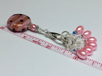 Pink Glass Stitch Marker Holder & Snag Free Stitch Markers , Stitch Markers - Jill's Beaded Knit Bits, Jill's Beaded Knit Bits
 - 5