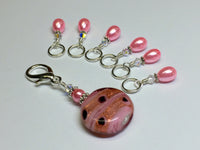 Pink Glass Stitch Marker Holder & Snag Free Stitch Markers , Stitch Markers - Jill's Beaded Knit Bits, Jill's Beaded Knit Bits
 - 2