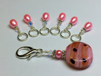 Pink Glass Stitch Marker Holder & Snag Free Stitch Markers , Stitch Markers - Jill's Beaded Knit Bits, Jill's Beaded Knit Bits
 - 6