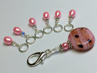 Pink Glass Stitch Marker Holder & Snag Free Stitch Markers , Stitch Markers - Jill's Beaded Knit Bits, Jill's Beaded Knit Bits
 - 7