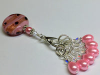 Pink Glass Stitch Marker Holder & Snag Free Stitch Markers , Stitch Markers - Jill's Beaded Knit Bits, Jill's Beaded Knit Bits
 - 1