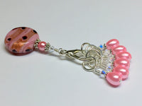 Pink Glass Stitch Marker Holder & Snag Free Stitch Markers , Stitch Markers - Jill's Beaded Knit Bits, Jill's Beaded Knit Bits
 - 8