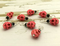 Pink Skull Stitch Markers for Small Needles