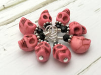 Pink Skull Stitch Markers for Small Needles
