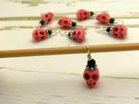Pink Skull Stitch Markers for Small Needles