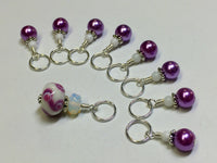 Mauve Swirl Stitch Marker Set- Snag Free Knitting Jewelry , Stitch Markers - Jill's Beaded Knit Bits, Jill's Beaded Knit Bits
 - 8