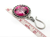 Pink Tree of Life Magnetic Knitting Pin for Portuguese Knitting
