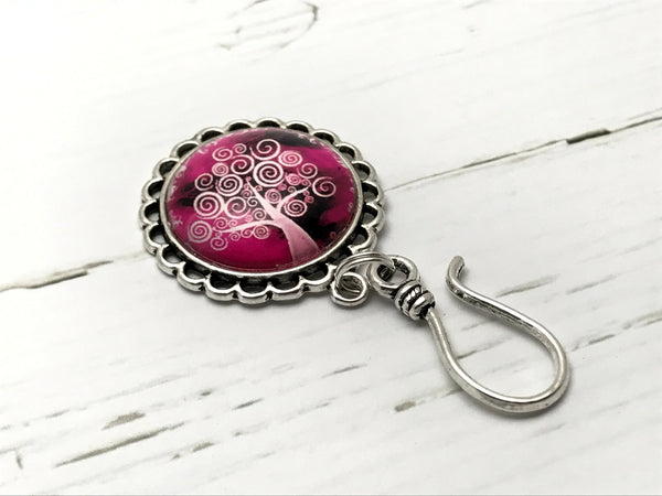 Pink Tree of Life Magnetic Knitting Pin for Portuguese Knitting