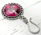 Pink Tree of Life Magnetic Knitting Pin for Portuguese Knitting