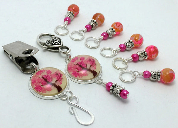 Pink Tree Portuguese Knitting Pin & Stitch Marker Gift Set , Portugese Knitting Pin - Jill's Beaded Knit Bits, Jill's Beaded Knit Bits
 - 1