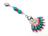 Pink Turquoise Stitch Marker Lanyard Holder Set- Attaches to Your Knitting Bag