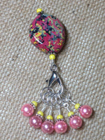 Pink-&-Yellow-Stitch-Marker-Holder-Set , Stitch Markers - Jill's Beaded Knit Bits, Jill's Beaded Knit Bits
 - 2