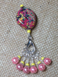 Pink-&-Yellow-Stitch-Marker-Holder-Set , Stitch Markers - Jill's Beaded Knit Bits, Jill's Beaded Knit Bits
 - 2