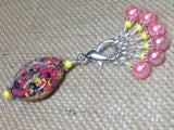 Pink-&-Yellow-Stitch-Marker-Holder-Set , Stitch Markers - Jill's Beaded Knit Bits, Jill's Beaded Knit Bits
 - 3