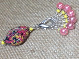 Pink-&-Yellow-Stitch-Marker-Holder-Set , Stitch Markers - Jill's Beaded Knit Bits, Jill's Beaded Knit Bits
 - 3