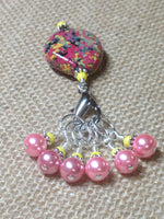 Pink-&-Yellow-Stitch-Marker-Holder-Set , Stitch Markers - Jill's Beaded Knit Bits, Jill's Beaded Knit Bits
 - 4