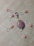 Pink-&-Yellow-Stitch-Marker-Holder-Set , Stitch Markers - Jill's Beaded Knit Bits, Jill's Beaded Knit Bits
 - 5