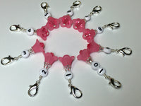 Pink Flower Row Counter Stitch Markers- Set of 10 , Stitch Markers - Jill's Beaded Knit Bits, Jill's Beaded Knit Bits
 - 4