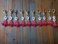 Pink Flower Row Counter Stitch Markers- Set of 10 , Stitch Markers - Jill's Beaded Knit Bits, Jill's Beaded Knit Bits
 - 3