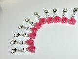Pink Flower Row Counter Stitch Markers- Set of 10 , Stitch Markers - Jill's Beaded Knit Bits, Jill's Beaded Knit Bits
 - 5