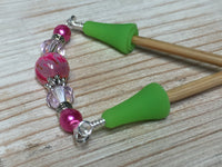 Pink Beaded Point Protector- Stitch Holder , stitch holder - Jill's Beaded Knit Bits, Jill's Beaded Knit Bits
 - 2